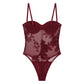 Floral Sequin Mesh Bodysuit with Underwire Cups and Adjustable Straps