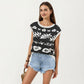 Sleeveless Floral Knit Vest Top with Crew Neck and Contrast Trim