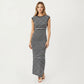 Sleeveless Crew Neck Striped Knit Column Maxi Dress