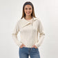 Ribbed Wide Collar Zip-Front Cardigan Sweater