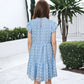 Swiss Dot High Neck Short Sleeve Dress