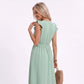 Lace Trim Midi Dress Ruffle Sleeve Tie Neck Tiered Hem Dress