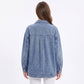 Oversized Denim Jacket Button Front Long Sleeve Casual Jean Shacket With Pockets