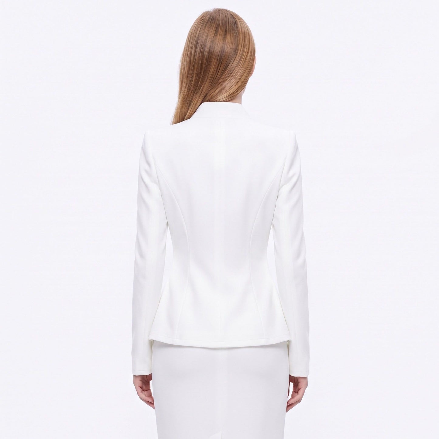 Asymmetric Button Front Blazer with Stand Collar and Peplum Hem