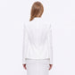 Asymmetric Button Front Blazer with Stand Collar and Peplum Hem
