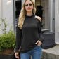 Cold Shoulder Long Sleeve Top with Cowl Neck Detail