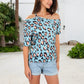 Off Shoulder Leopard Print Top with Strappy Details