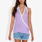 Halter Neck Knit Tank Top with Side Tie