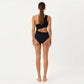 Maternity One-Shoulder Swimsuit with Cutout Detail and High Waist Design