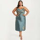 Plus Size Satin Floral Slip Nightgown with Adjustable Spaghetti Straps Cowl Neck Midi Length Sleepwear Dress