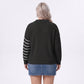 Plus Size Striped Johnny Collar Knit Sweater