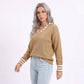 Long Sleeve Collared V Neck Knit Pullover Sweater