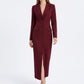 Long Sleeve Blazer Maxi Dress with Notched Lapels and Front Slit
