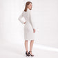 Long Sleeve Blazer Dress with Shawl Collar and Buttoned Waist