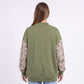 Camo Sleeve Mock Neck Long Sleeve Pullover Sweatshirt
