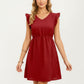 Swiss Dot Babydoll Dress with Ruffle Sleeves and V-Neckline