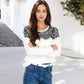 Long Sleeve Top with Lace Yoke Detail and Relaxed Fit