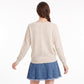 V-Neck Chevron Pointelle Knit Long Sleeve Sweater