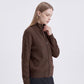 Mock Neck Zip-Front Knit Cardigan Sweater