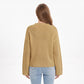 V Neck Textured Knit Pullover Sweater with Long Sleeves