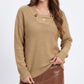Long Sleeve V Neck Knit Pullover Sweater with Button Detail