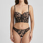 2 Piece Rose Lace Longline Underwire Bra and Panty Lingerie Set