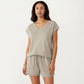 2-Piece Set Short Sleeve V Neck Top and Drawstring Shorts with Pockets Relaxed Fit Lounge Set