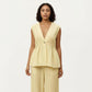 2-Piece Sleeveless V-Neck Peplum Top and Wide Leg Pant Set