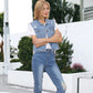 Sleeveless Distressed Denim Jean Jacket Vest