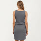 Sleeveless Tank Dress with Scoop Neck Adjustable Drawstring Waist Fitted Casual Mini Dress