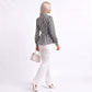 Striped Long Sleeve Button Down Peplum Shirt with Collared Neckline