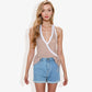 Halter Neck Knit Tank Top with Side Tie