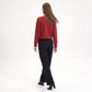 Cropped Crewneck Button-Front Cardigan Sweater