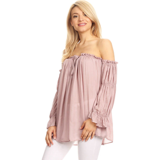 Semi Sheer Boho Off The Shoulder Layering Top