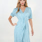 Short Sleeve Wrap Dress With Button Detail And V-Neckline