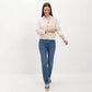 Wavy Pointelle Button-Front Long Sleeve Knit Cardigan