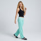 Striped Contrast Foldover Waistband Full-Length Wide-Leg Trousers