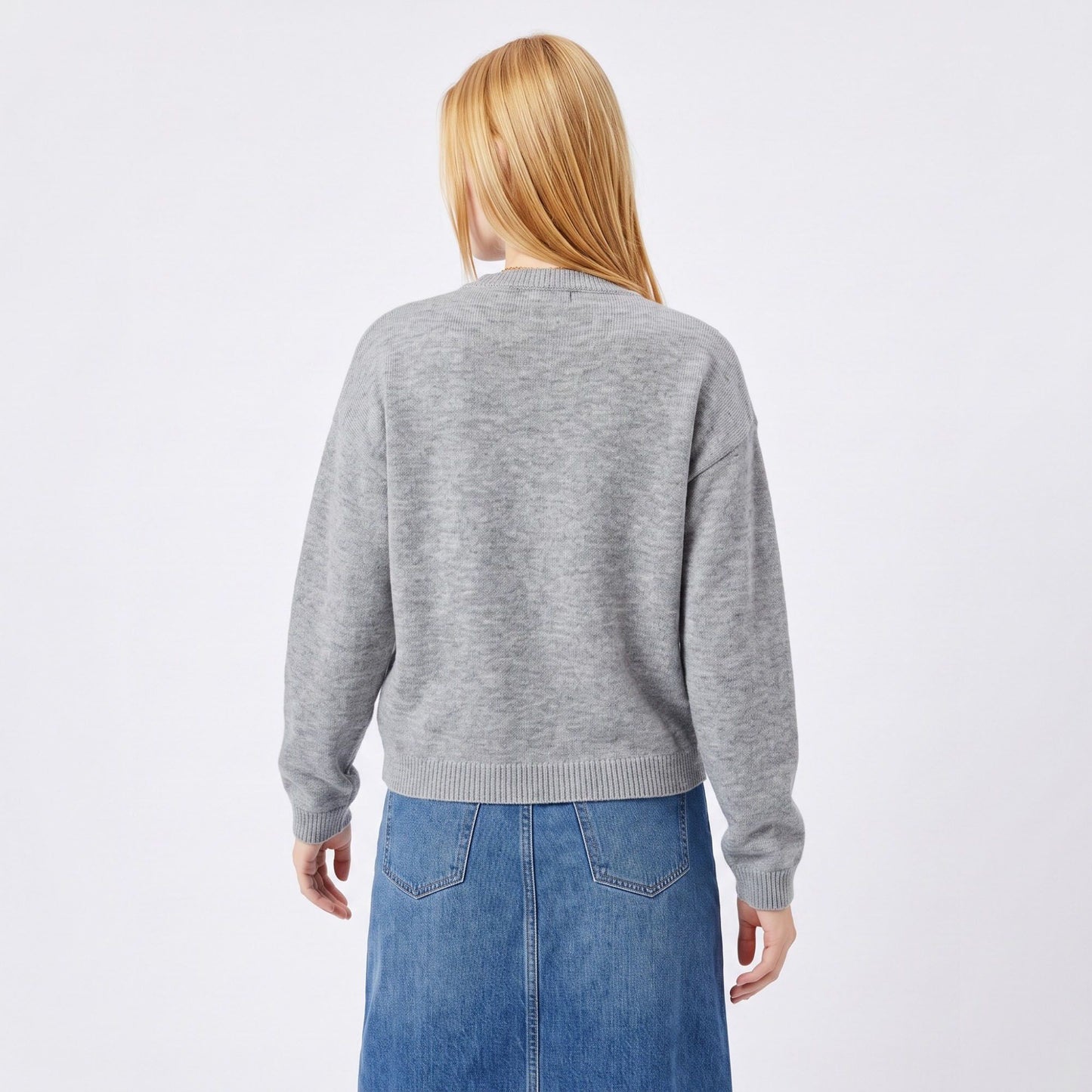 Star Graphic Crewneck Long Sleeve Relaxed Knit Pullover Sweater