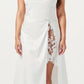 Plus Size Satin Wrap Nightgown with Lace Trim Adjustable Spaghetti Straps Side Tie Midi Length Sleepwear Dress