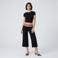 Contrast Foldover Waistband Leopard Print Cropped Trousers