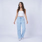 High Rise Drawstring Wide Leg Utility Pants with Patch Pockets