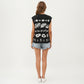 Sleeveless Floral Knit Vest Top with V-Neck Front and Button Detail