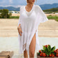 Mesh Knit Cover-Up with Tassel Hem and V-Neck Design