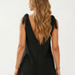 Sleeveless Swim Cover Up Dress with Tie Shoulder Straps and Ruffle Hem Detail