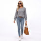 Textured Long Sleeve Crew Neck Pullover Top
