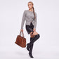Cable Knit Crewneck Sweater with Front Zipper
