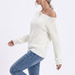 Oversized Off Shoulder Long Sleeve Knit Pullover Sweater