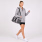 Quarter Zip Mock Neck Long Sleeve Tunic Sweatshirt with Side Slits
