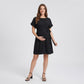 Maternity Short Sleeve Dress with Tie Waist and Relaxed A-Line Fit