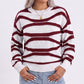 Wavy Stripe Crew Neck Long Sleeve Knit Sweater